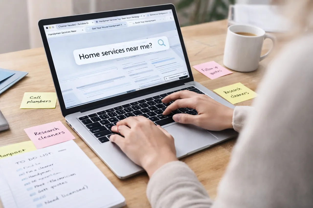 Professional cleaner in a modern home