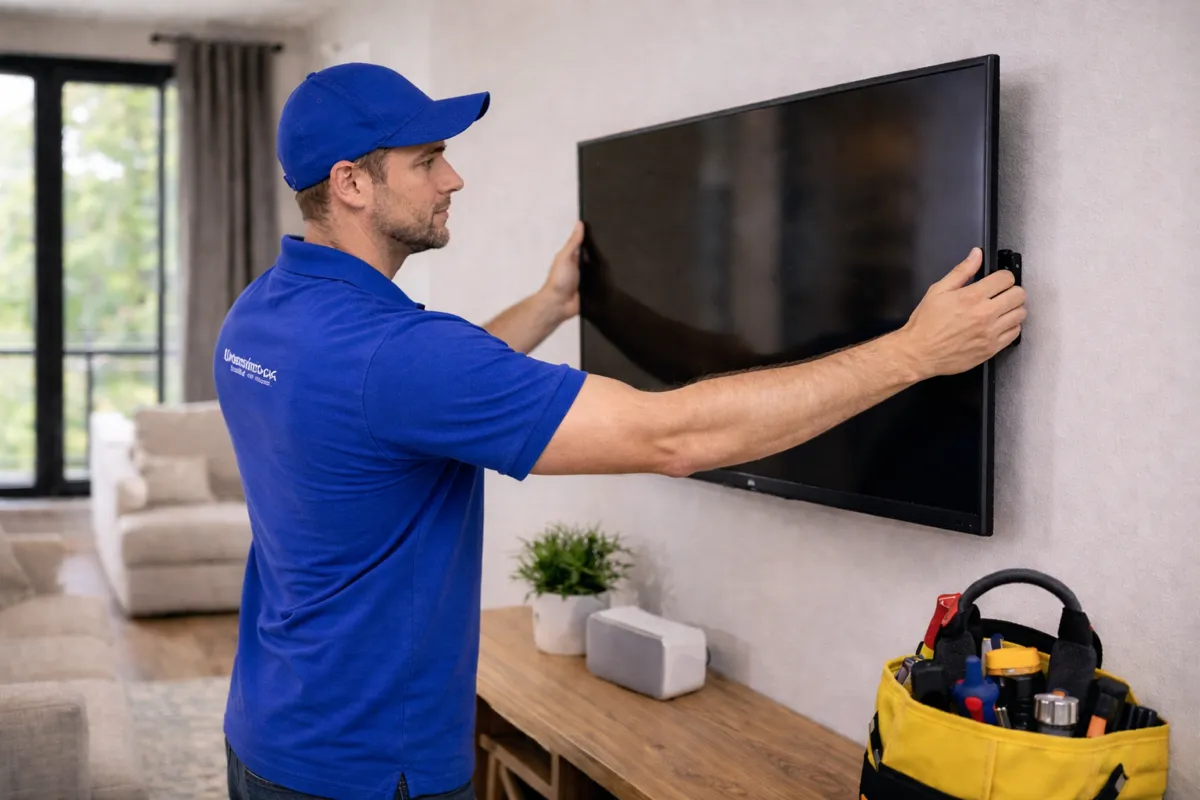 Cleaning team inside modern condo